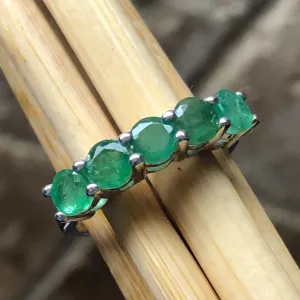 Natural 2.5ct Green Emerald 925 Solid Sterling Silver Ring Size 5, 6, 7, 8, 9