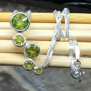 Natural 2.5ct Green Peridot 925 Solid Sterling Silver Pendant Necklace 16"