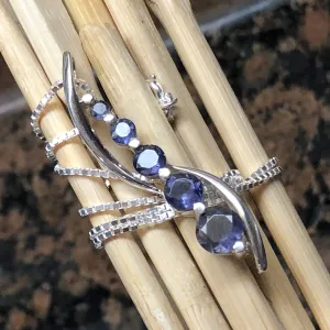 Natural 2.5ct Iolite 925 Solid Sterling Silver Journey Pendant Necklace 16"