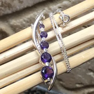 Natural 2.5ct Purple Amethyst 925 Solid Sterling Silver Pendant Necklace 16"