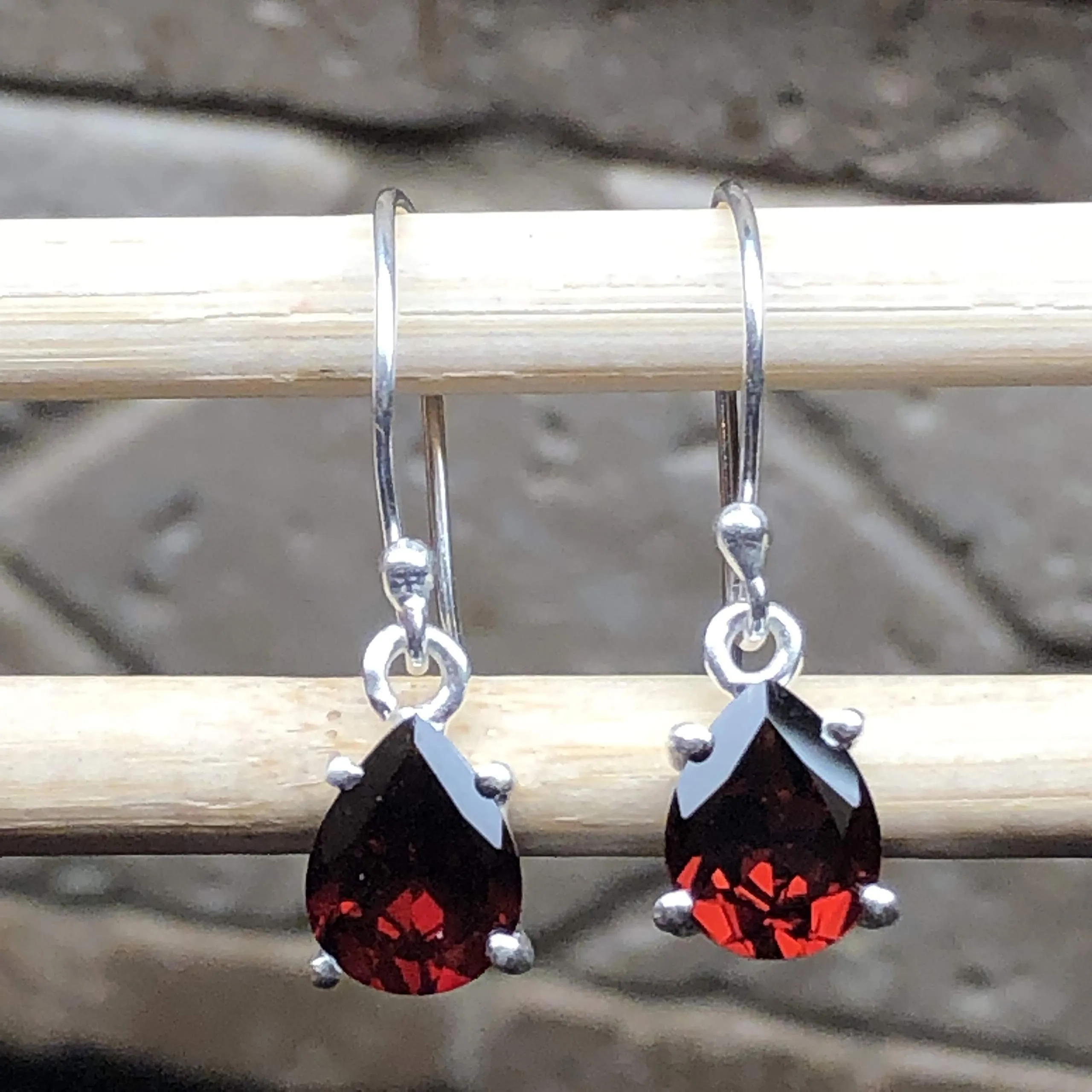 Natural 2.5ct Pyrope Garnet 925 Solid Sterling Silver Earrings 20mm