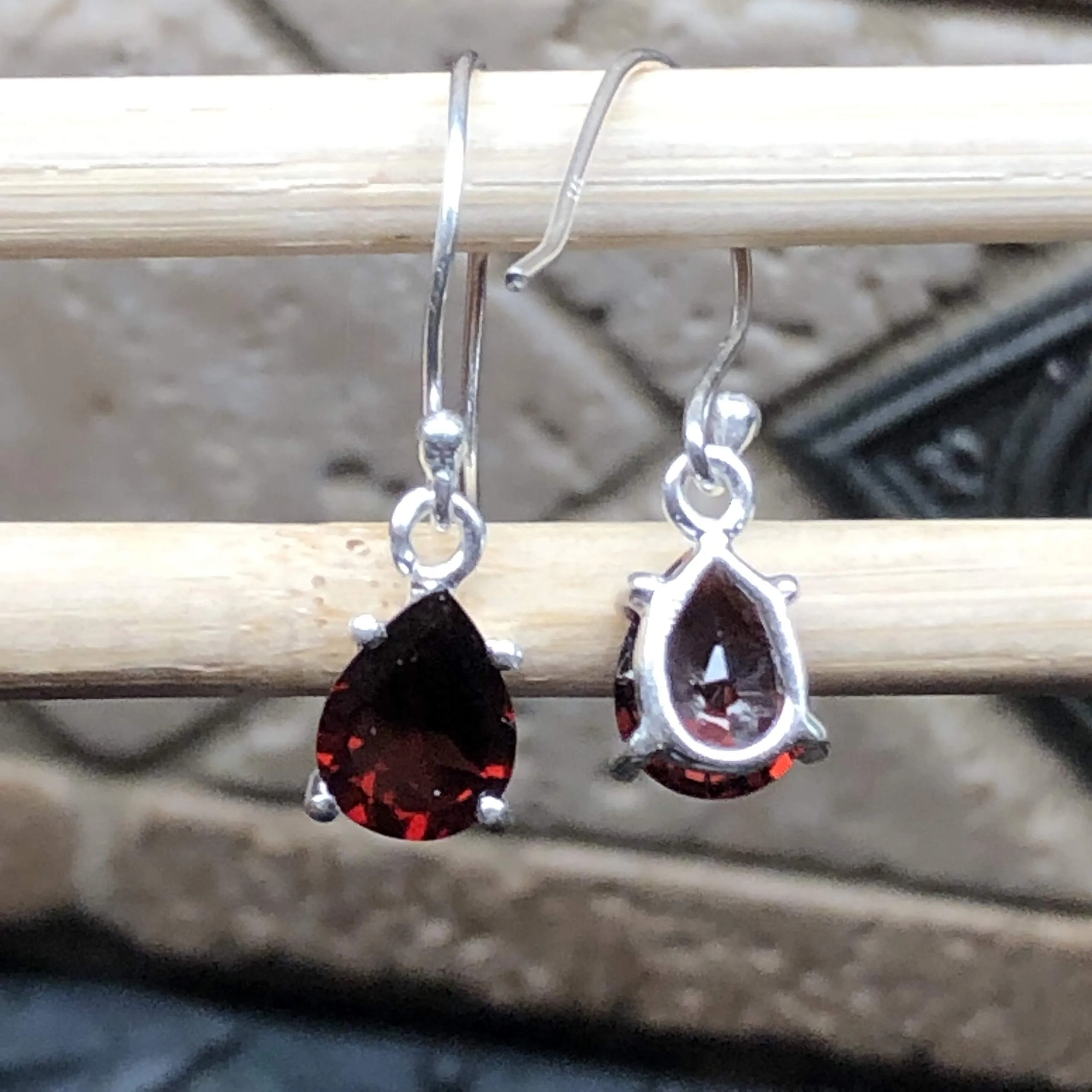 Natural 2.5ct Pyrope Garnet 925 Solid Sterling Silver Earrings 20mm