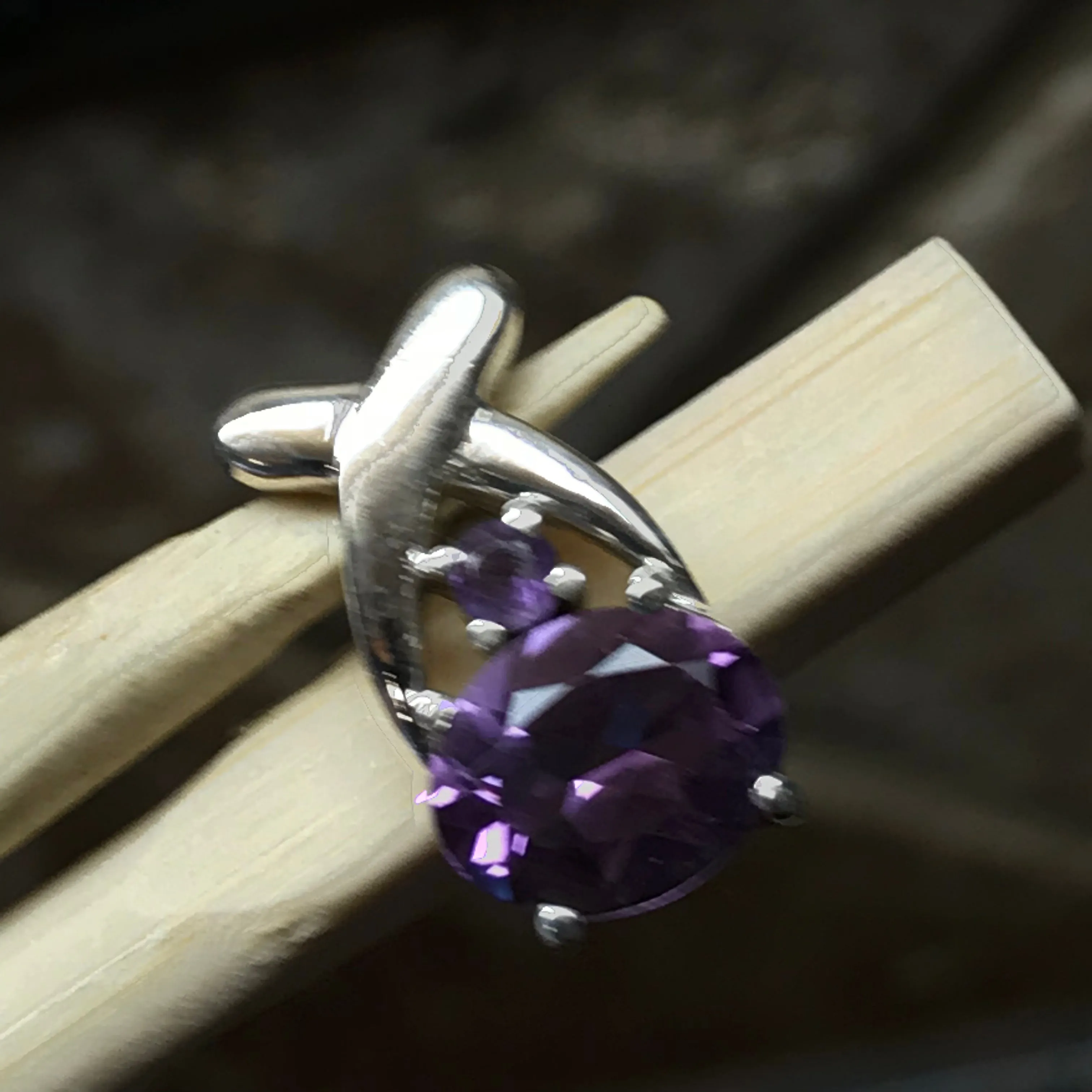Natural 2ct Amethyst 925 Solid Sterling Silver Pendant 18mm