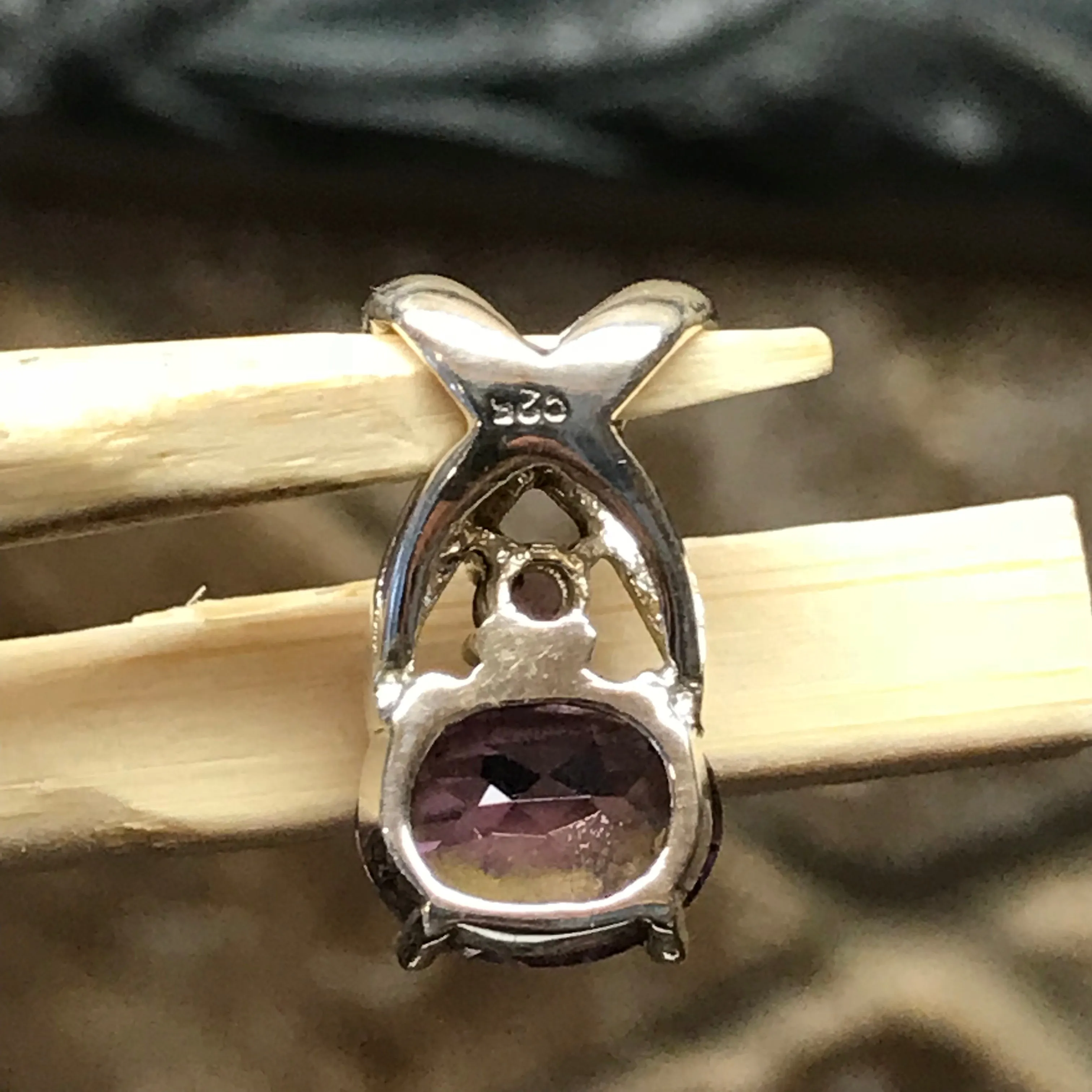 Natural 2ct Amethyst 925 Solid Sterling Silver Pendant 18mm