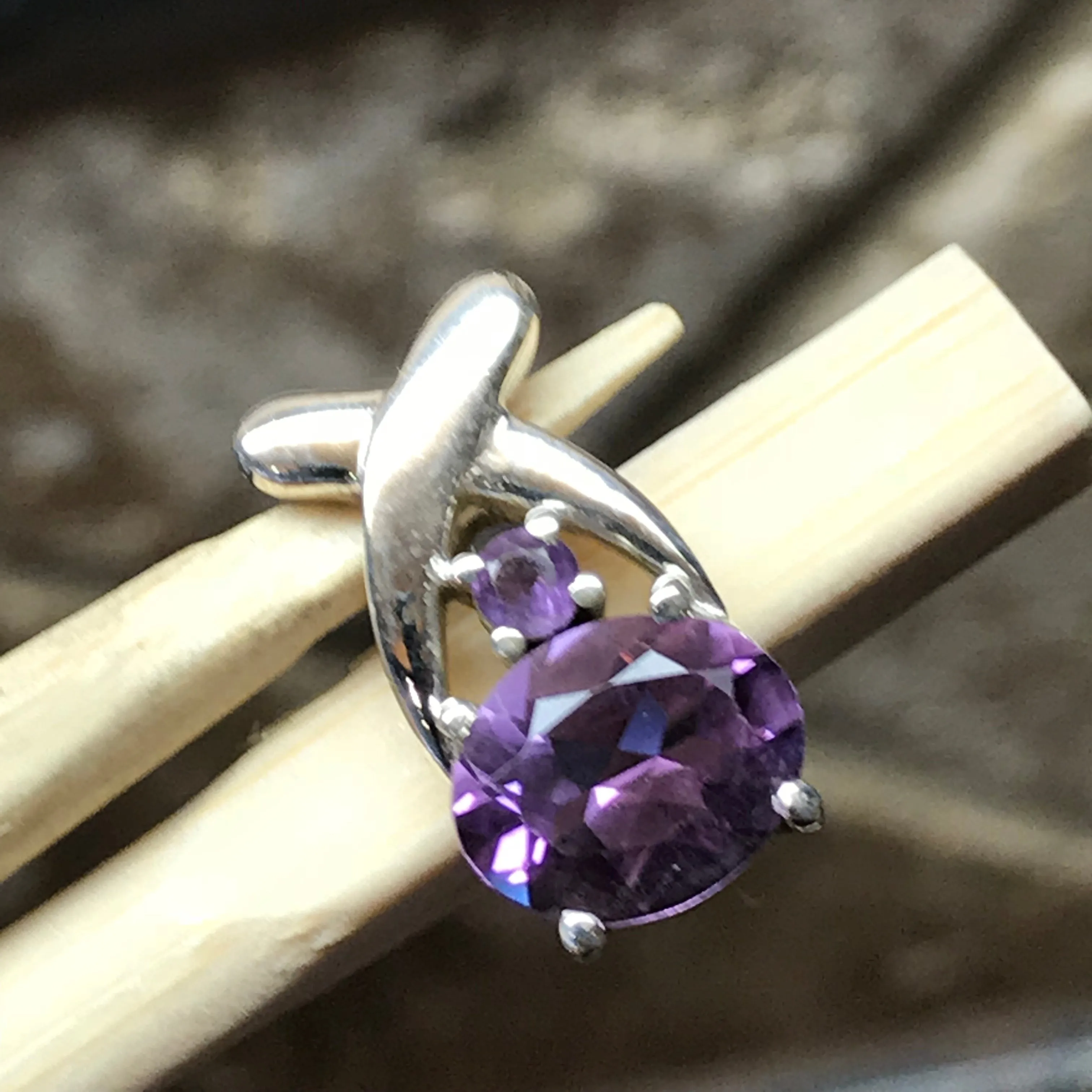Natural 2ct Amethyst 925 Solid Sterling Silver Pendant 18mm