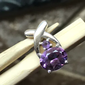 Natural 2ct Amethyst 925 Solid Sterling Silver Pendant 18mm