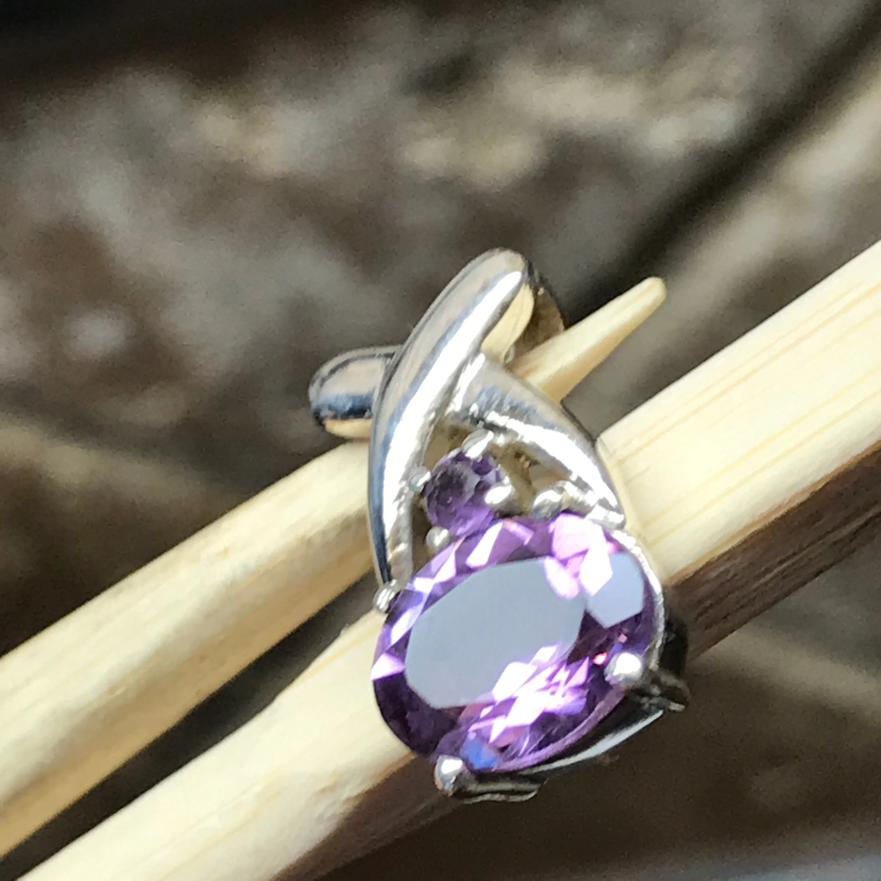 Natural 2ct Amethyst 925 Solid Sterling Silver Pendant 18mm