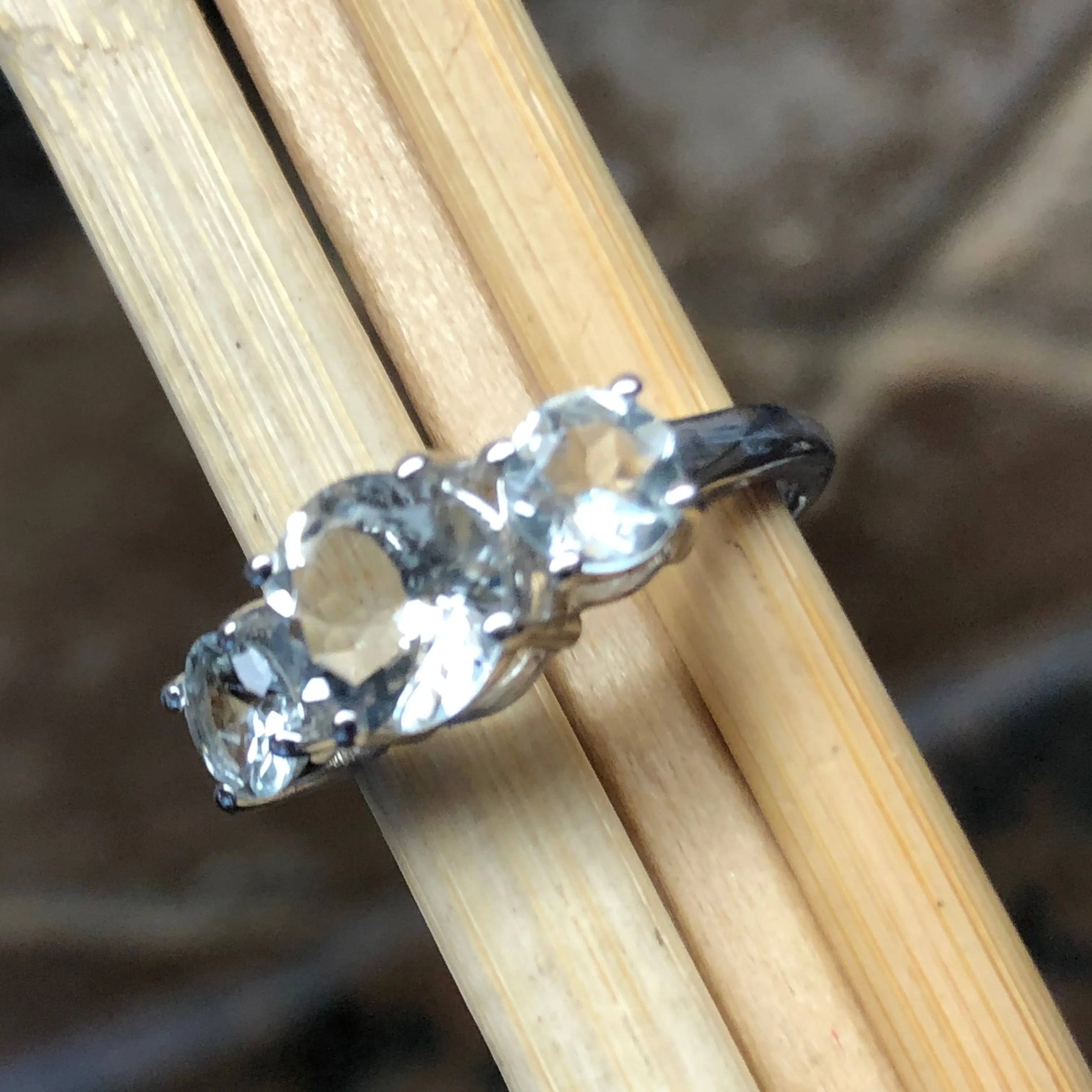 Natural 2ct Aquamarine 925 Solid Sterling Silver Ring Size 5, 6, 7, 8, 9