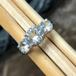 Natural 2ct Aquamarine 925 Solid Sterling Silver Ring Size 5, 6, 7, 8, 9
