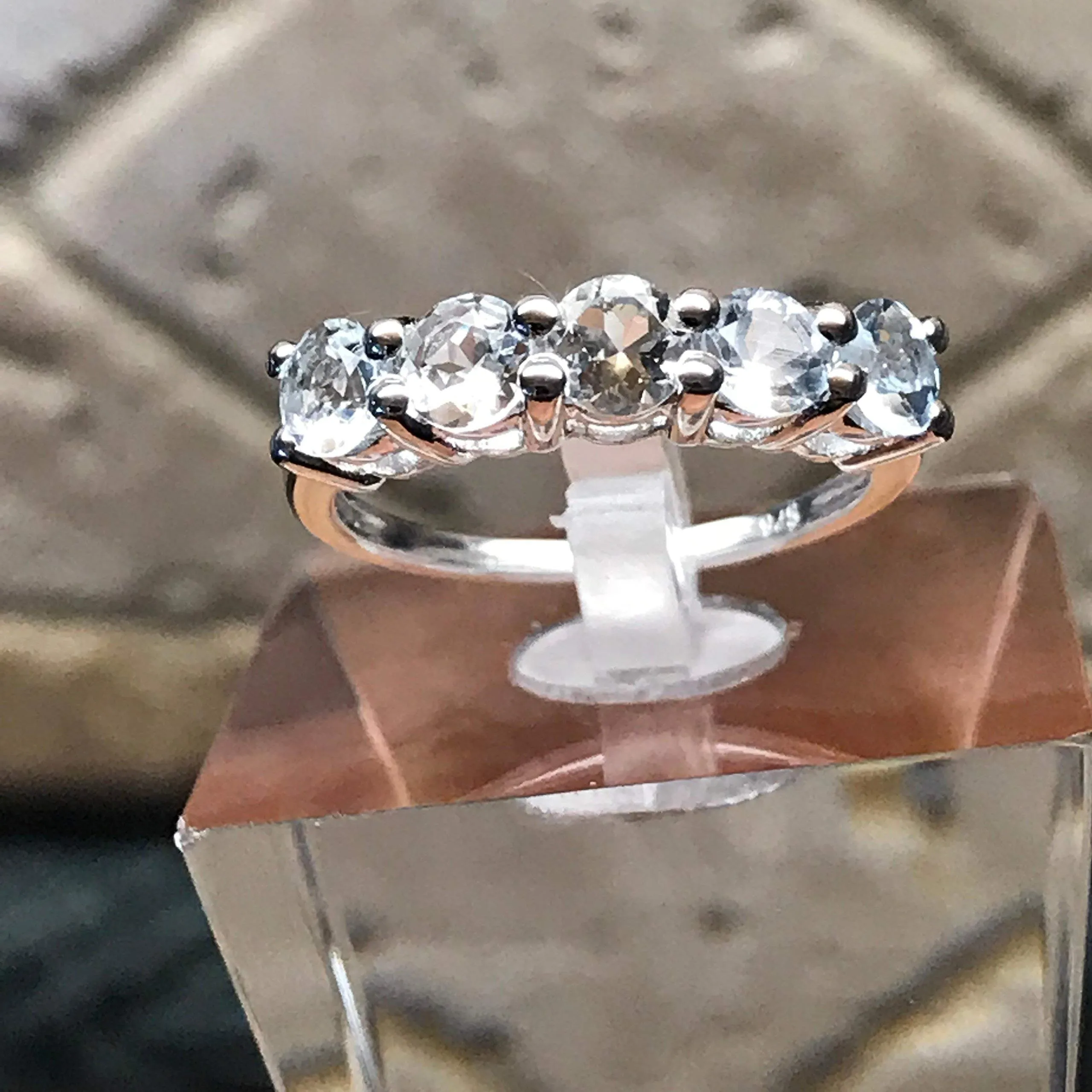 Natural 2ct Aquamarine 925 Sterling Silver Ring Size 6, 7, 8, 9