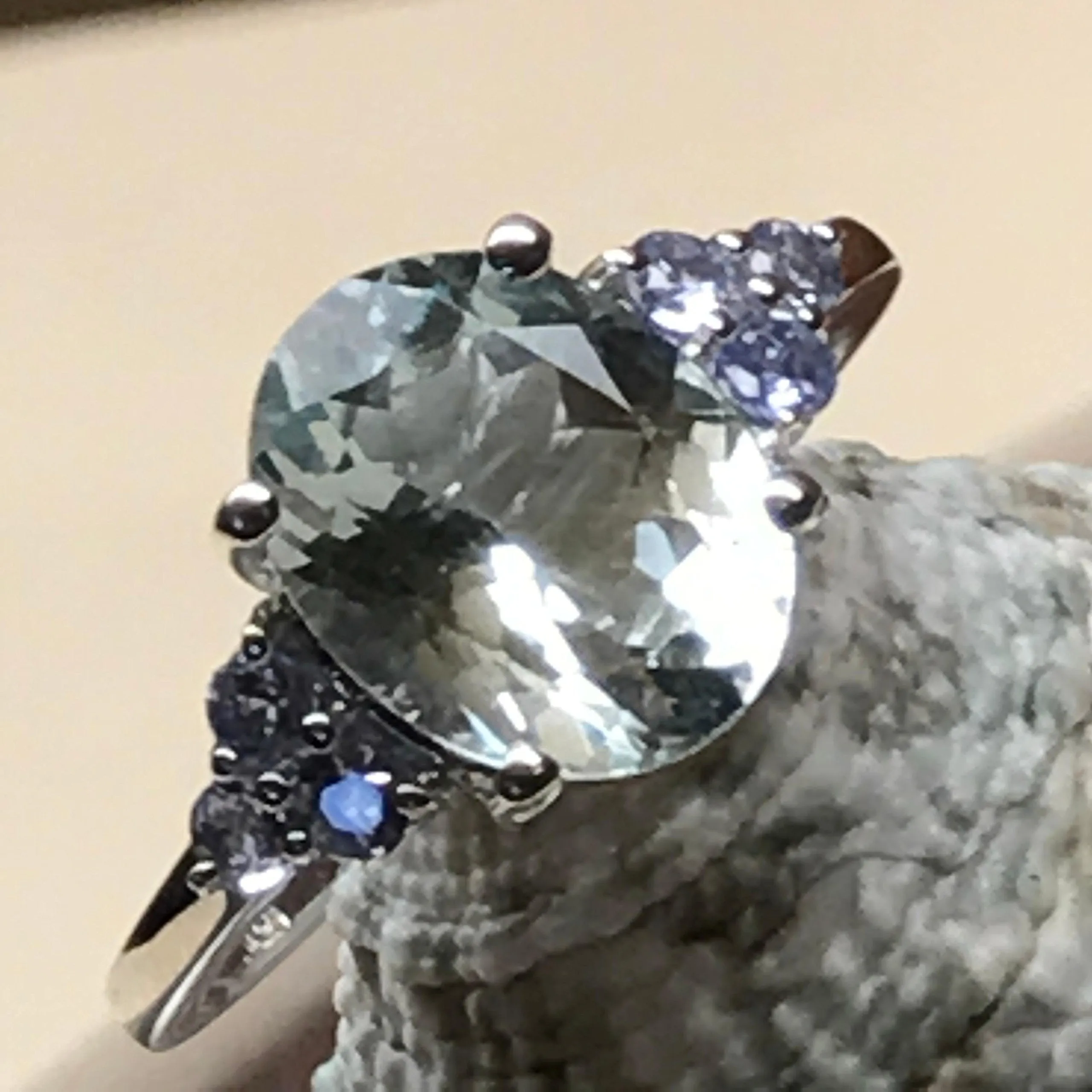 Natural 2ct Aquamarine, Blue Tanzanite 925 Solid Sterling Silver Ring Size 5, 6, 7, 8, 9