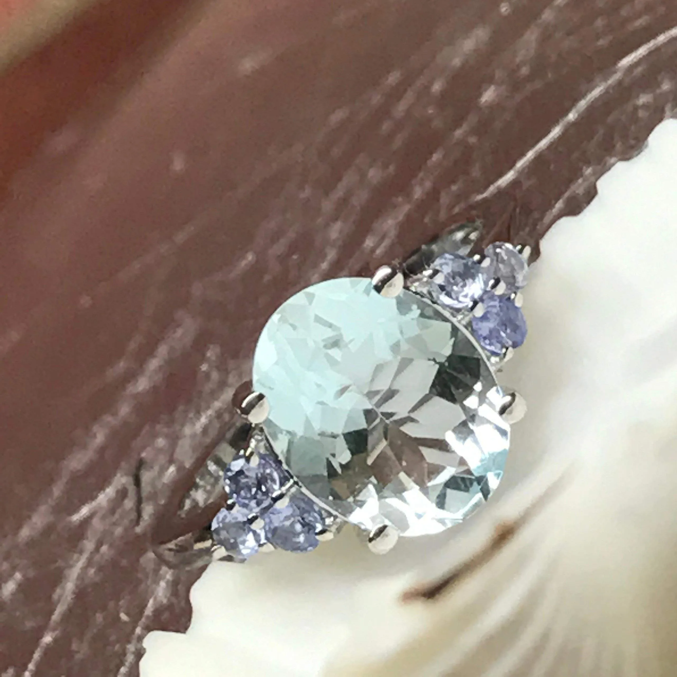 Natural 2ct Aquamarine, Blue Tanzanite 925 Solid Sterling Silver Ring Size 5, 6, 7, 8, 9