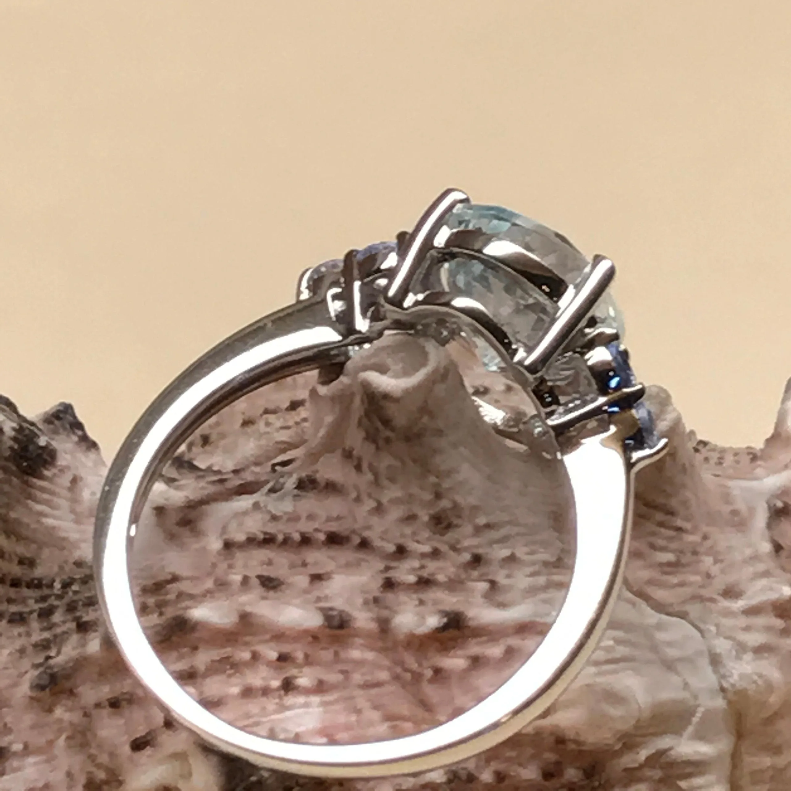 Natural 2ct Aquamarine, Blue Tanzanite 925 Solid Sterling Silver Ring Size 5, 6, 7, 8, 9
