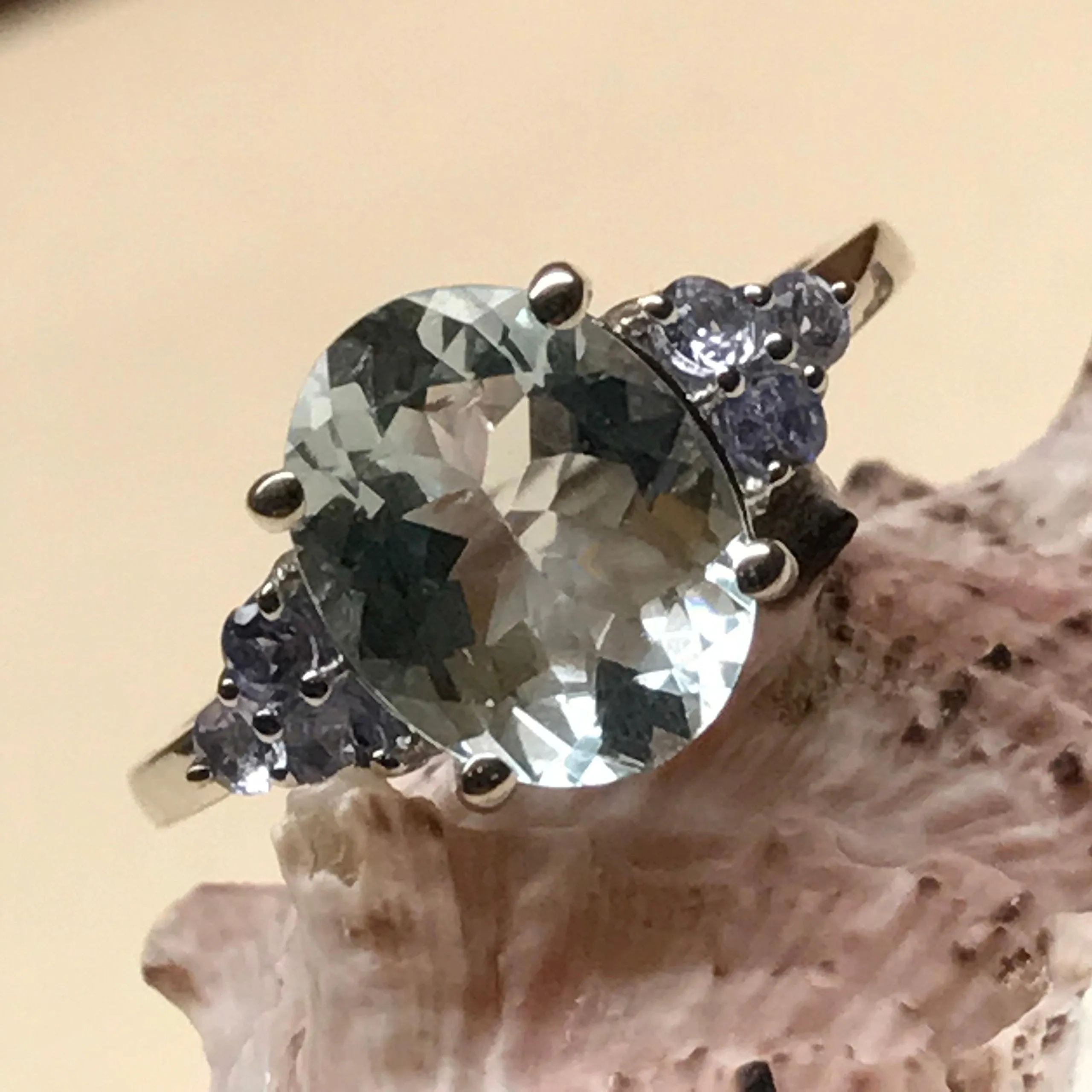 Natural 2ct Aquamarine, Blue Tanzanite 925 Solid Sterling Silver Ring Size 5, 6, 7, 8, 9