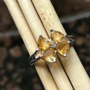 Natural 2ct Citrine 925 Solid Sterling Silver Ring Size 6, 7, 8, 9