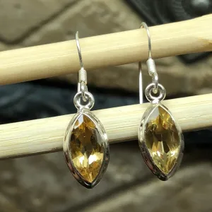 Natural 2ct Golden Citrine 925 Solid Sterling Silver Earrings 22mm