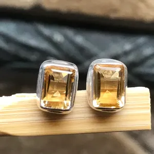 Natural 2ct Golden Citrine 925 Solid Sterling Silver Earrings 7mm