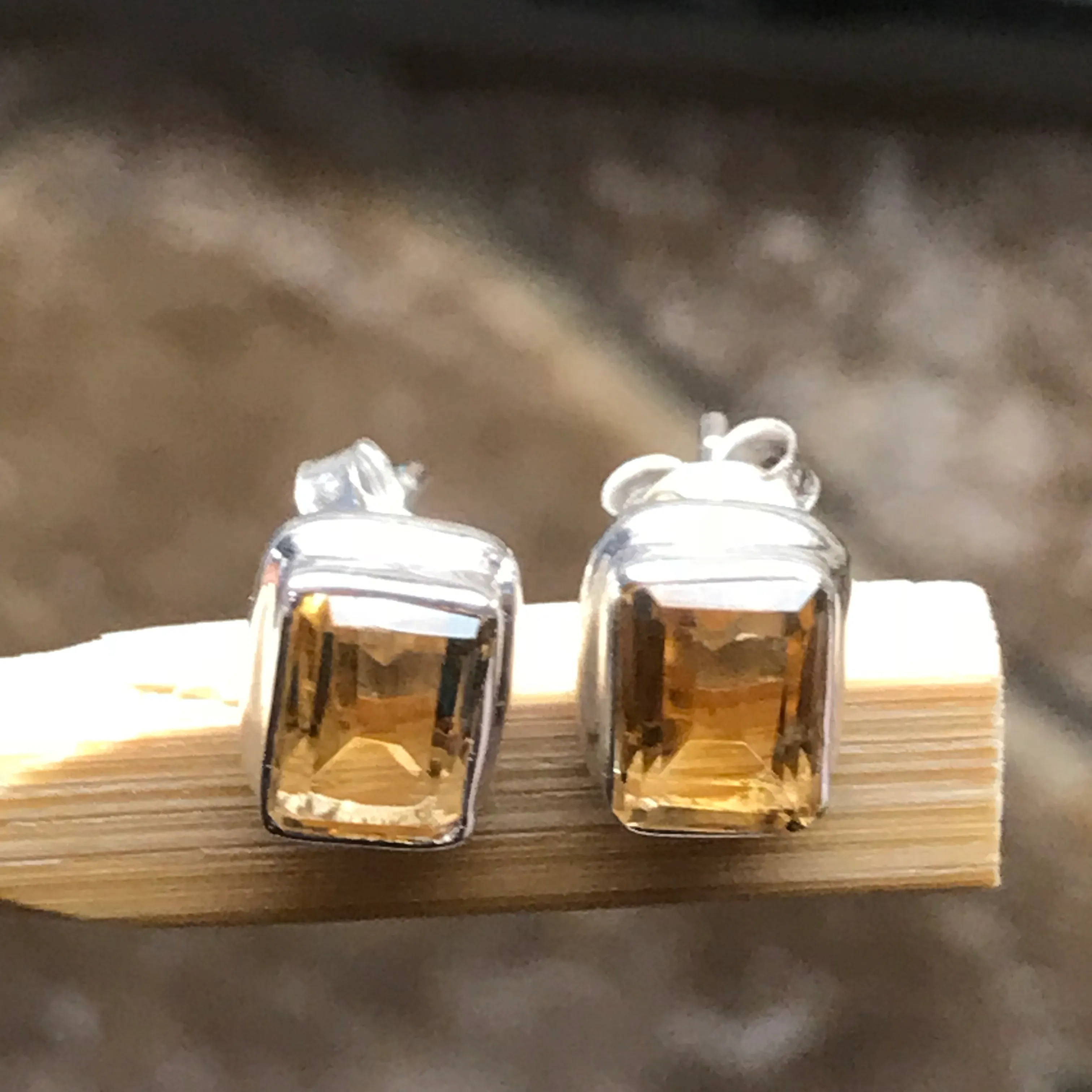Natural 2ct Golden Citrine 925 Solid Sterling Silver Earrings 7mm