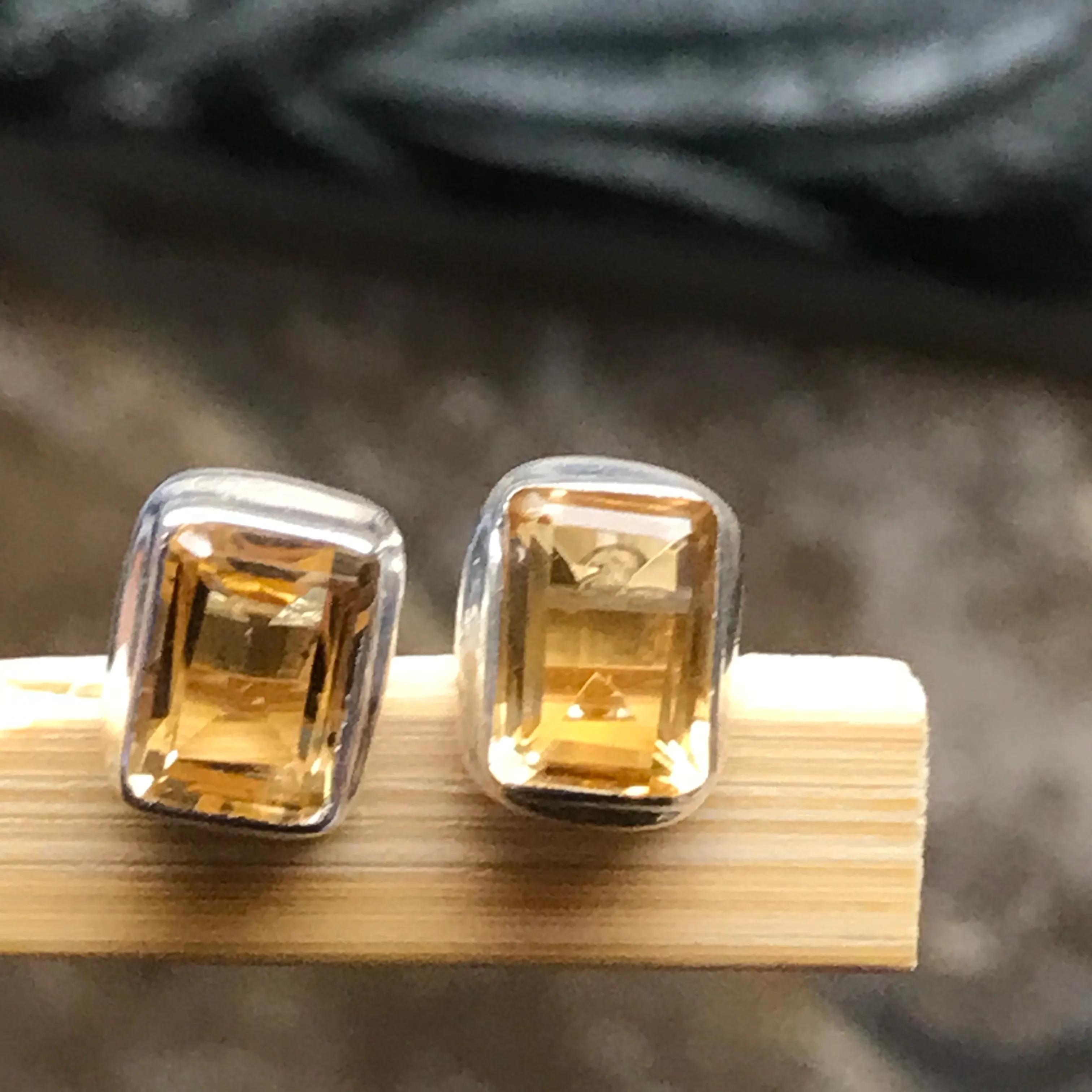 Natural 2ct Golden Citrine 925 Solid Sterling Silver Earrings 7mm