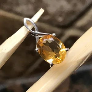 Natural 2ct Golden Citrine 925 Solid Sterling Silver Pendant 18mm