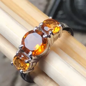 Natural 2ct Golden Citrine 925 Solid Sterling Silver Ring Size 5, 6, 7, 8, 9