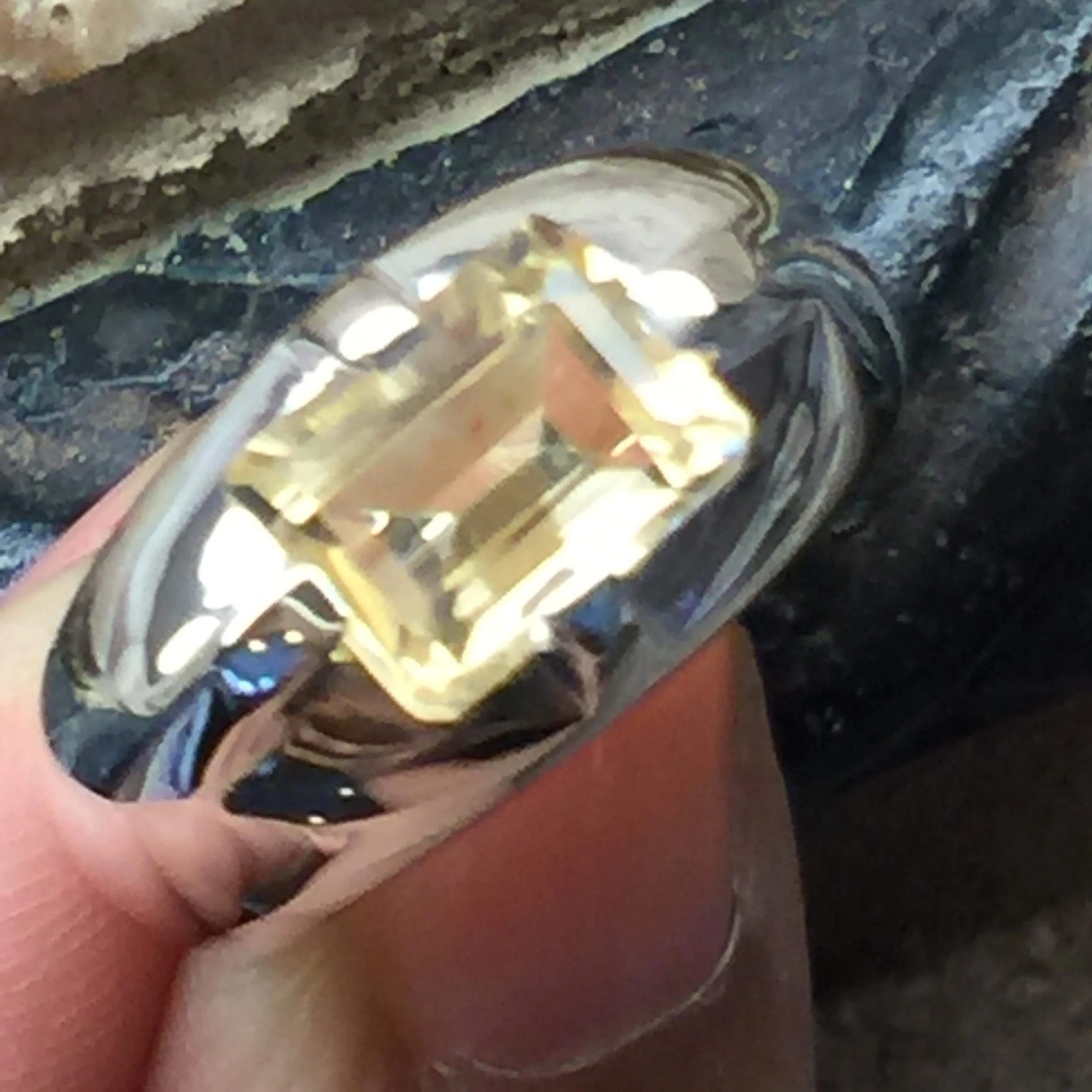 Natural 2ct Golden Citrine 925 Solid Sterling Silver Unisex Ring Size 6, 7, 8, 9