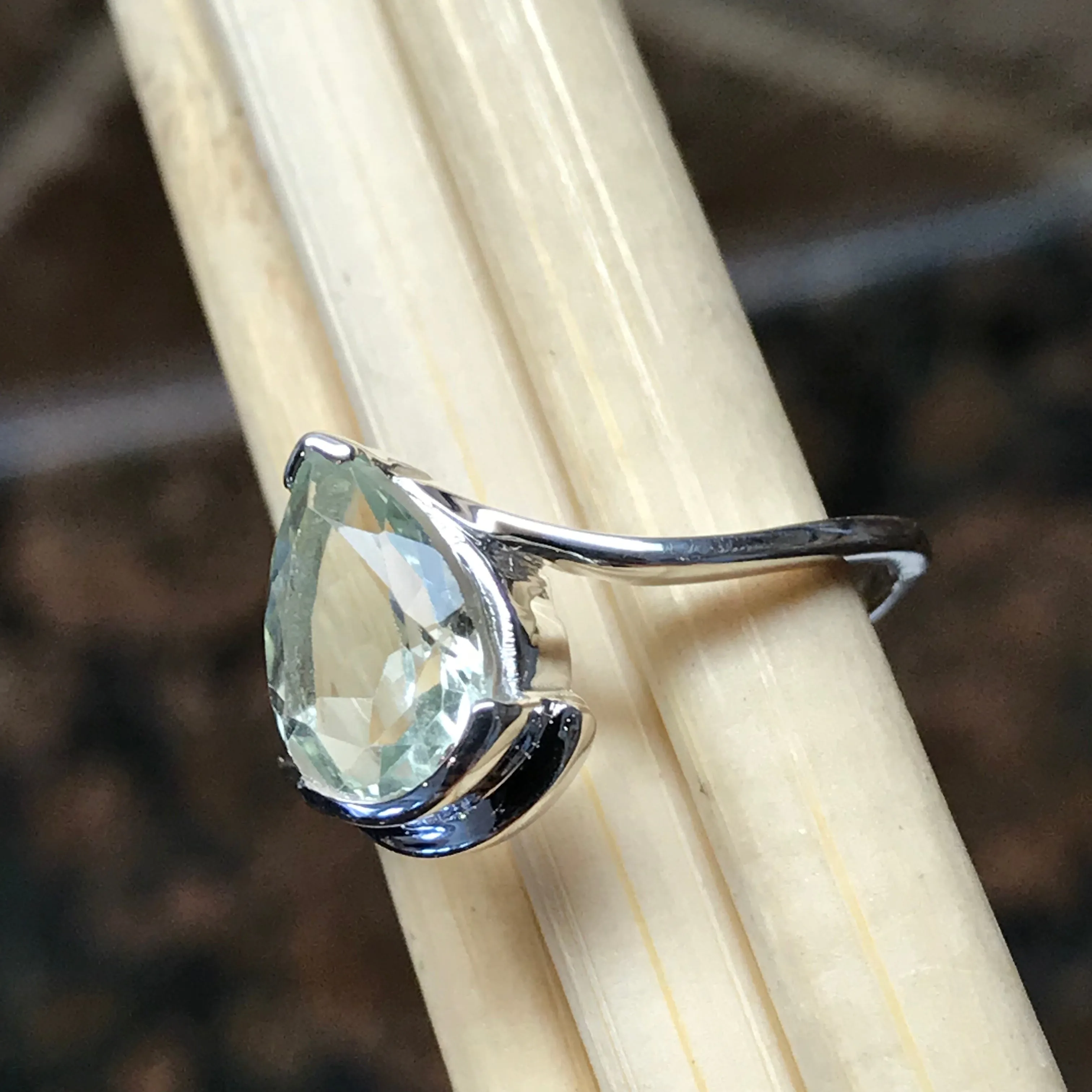 Natural 2ct Green Amethyst 925 Solid Sterling Silver Ring Size 5, 6, 7, 8, 9