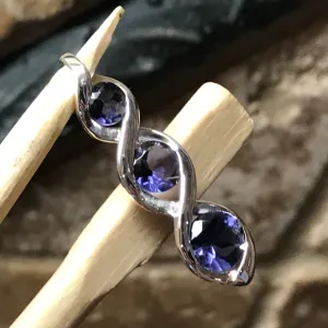 Natural 2ct Iolite 925 Solid Sterling Silver Pendant 28mm