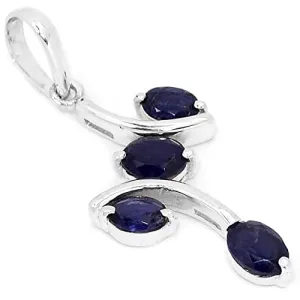 Natural 2ct Iolite 925 Solid Sterling Silver Pendant 45mm