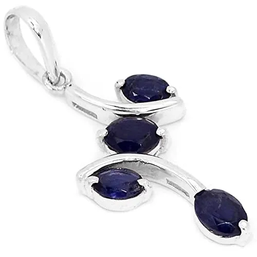 Natural 2ct Iolite 925 Solid Sterling Silver Pendant 45mm