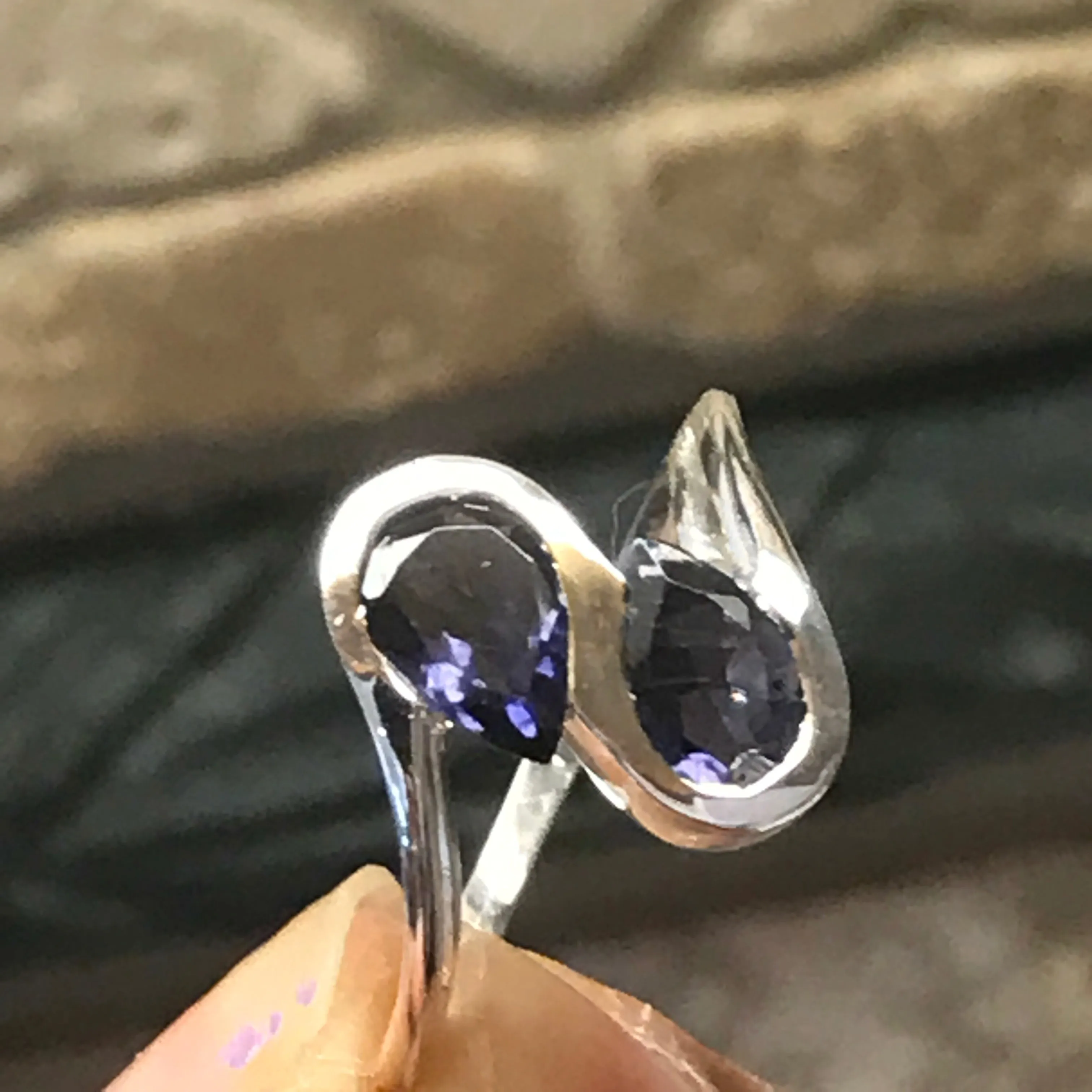 Natural 2ct Iolite 925 Solid Sterling Silver Ring Size 6, 7, 8, 9