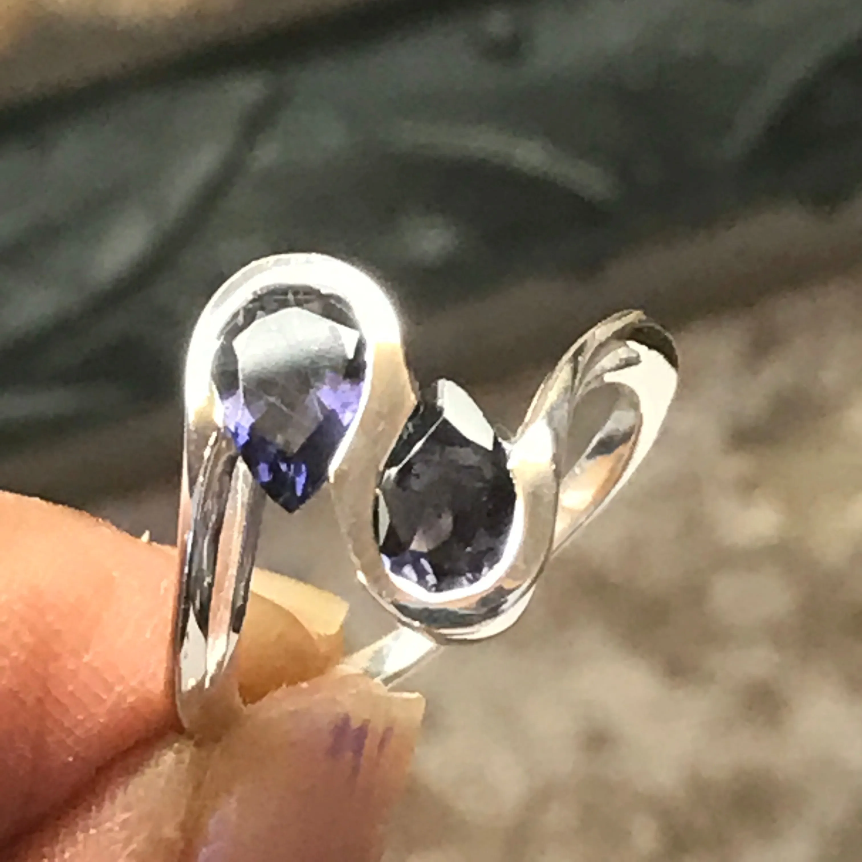 Natural 2ct Iolite 925 Solid Sterling Silver Ring Size 6, 7, 8, 9