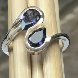 Natural 2ct Iolite 925 Solid Sterling Silver Ring Size 6, 7, 8, 9