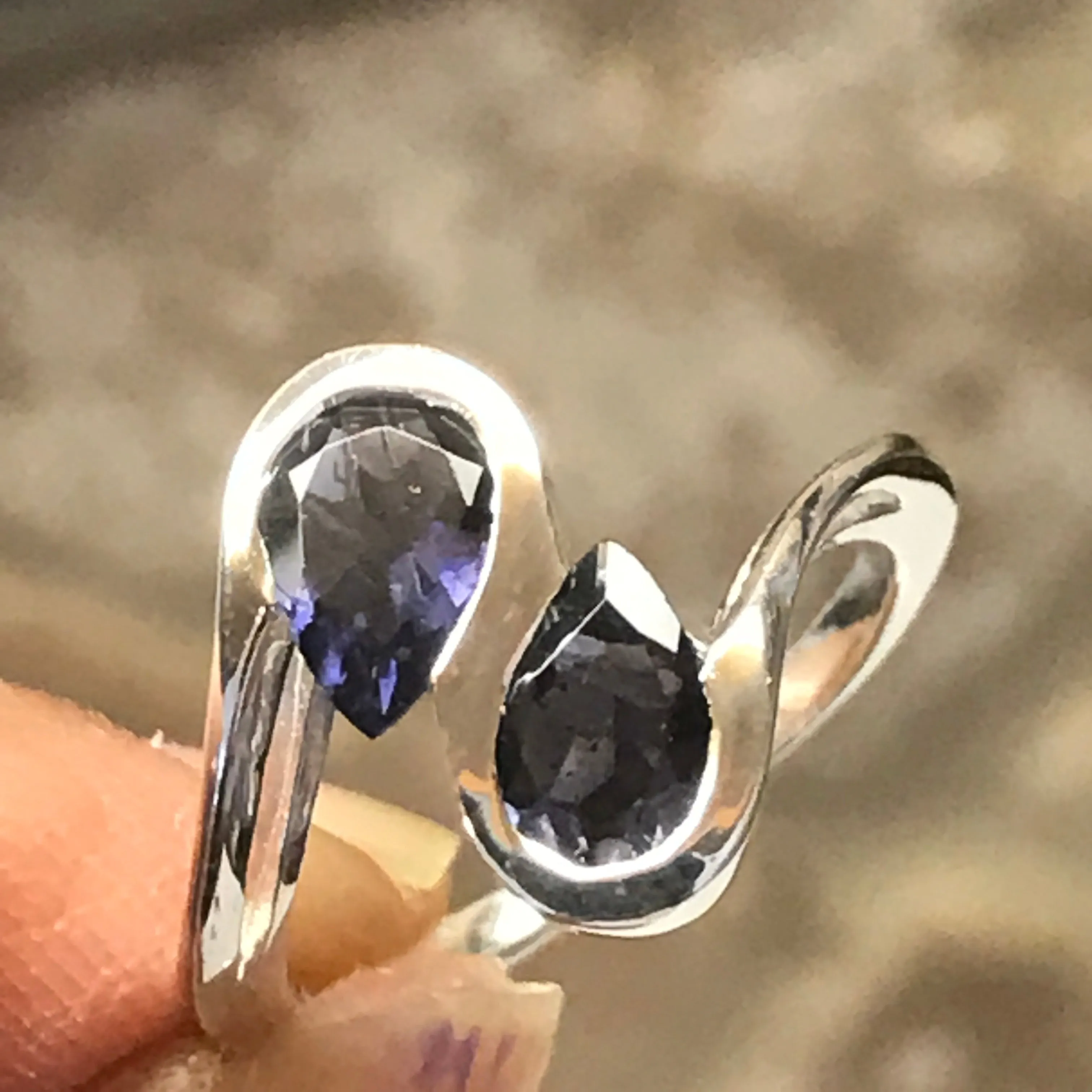Natural 2ct Iolite 925 Solid Sterling Silver Ring Size 6, 7, 8, 9