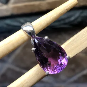 Natural 2ct Purple Amethyst 925 Solid Sterling Silver Pendant 25mm