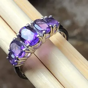 Natural 2ct Purple Amethyst 925 Solid Sterling Silver Ring Size 6, 7, 8, 9