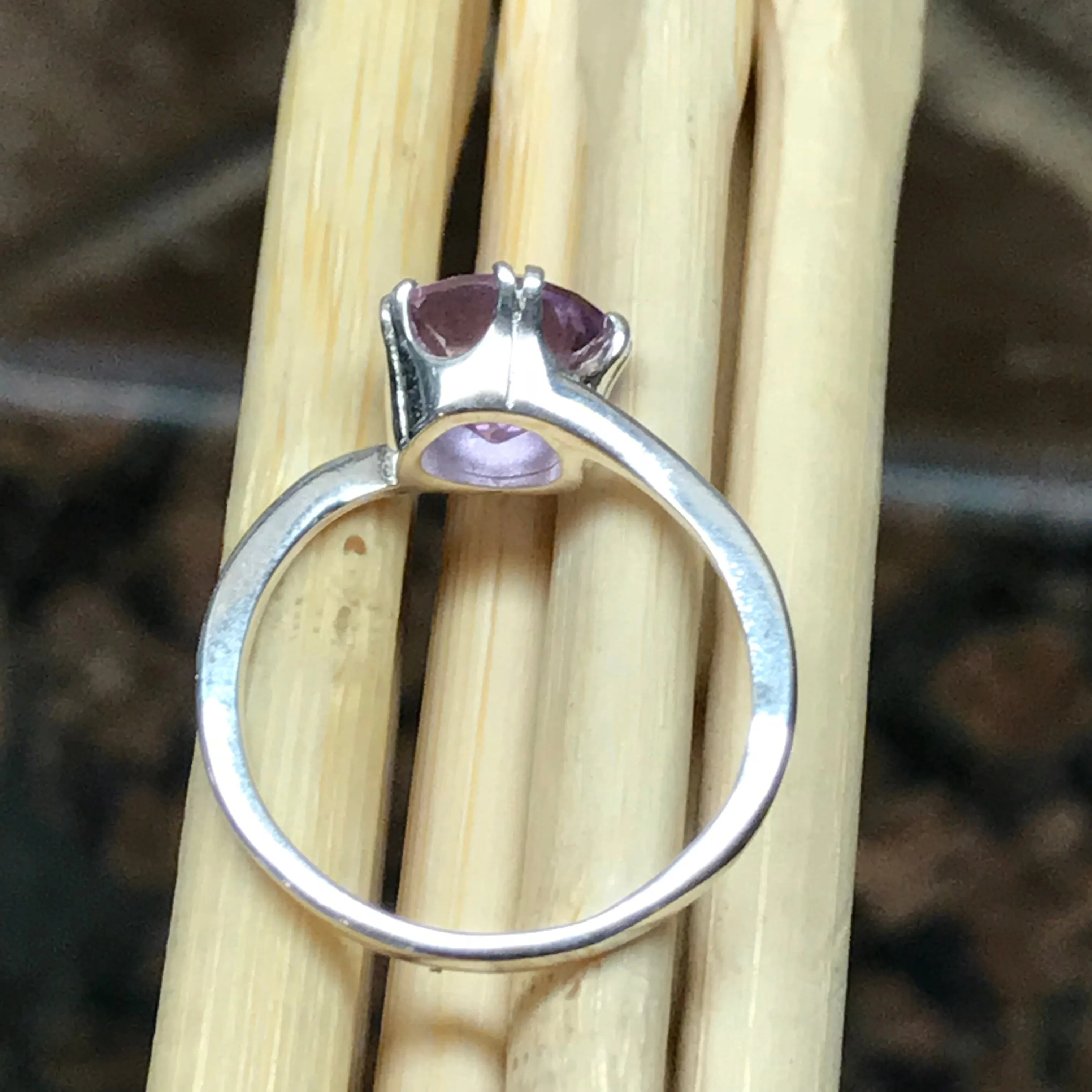 Natural 2ct Purple Amethyst 925 Solid Sterling Silver Ring Size 6, 7, 8