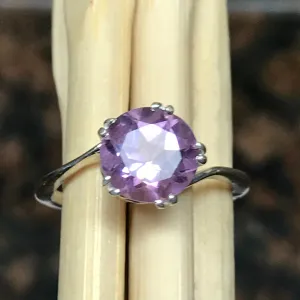 Natural 2ct Purple Amethyst 925 Solid Sterling Silver Ring Size 6, 7, 8