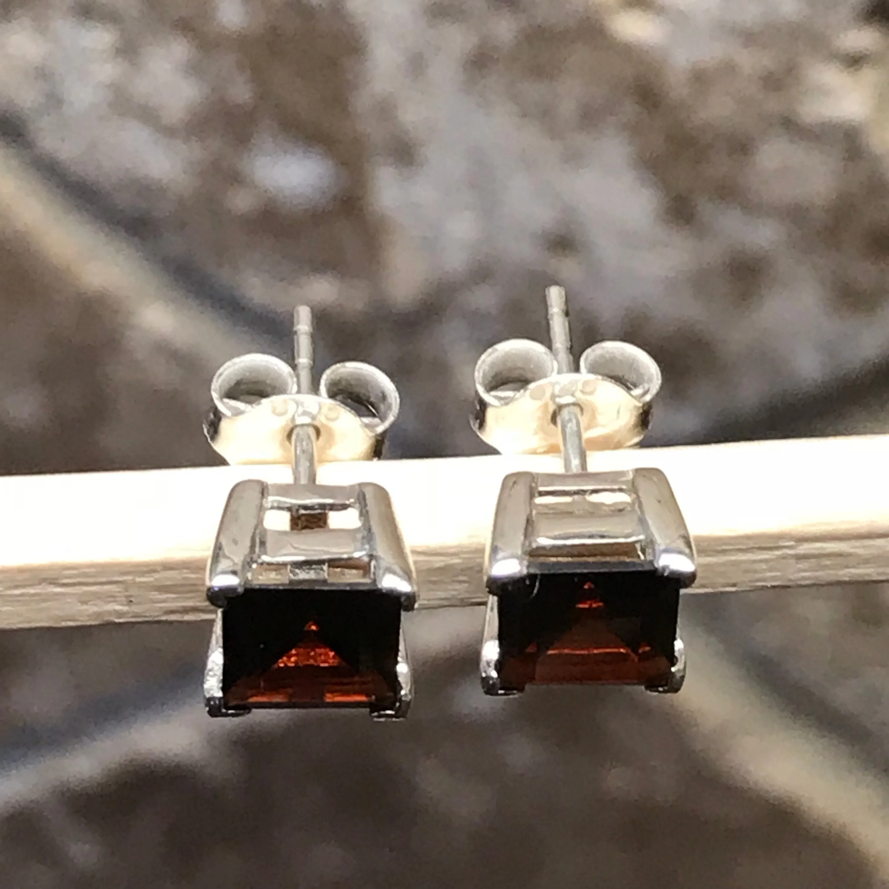 Natural 2ct Pyrope Garnet 925 Solid Sterling Silver Earrings 6mm