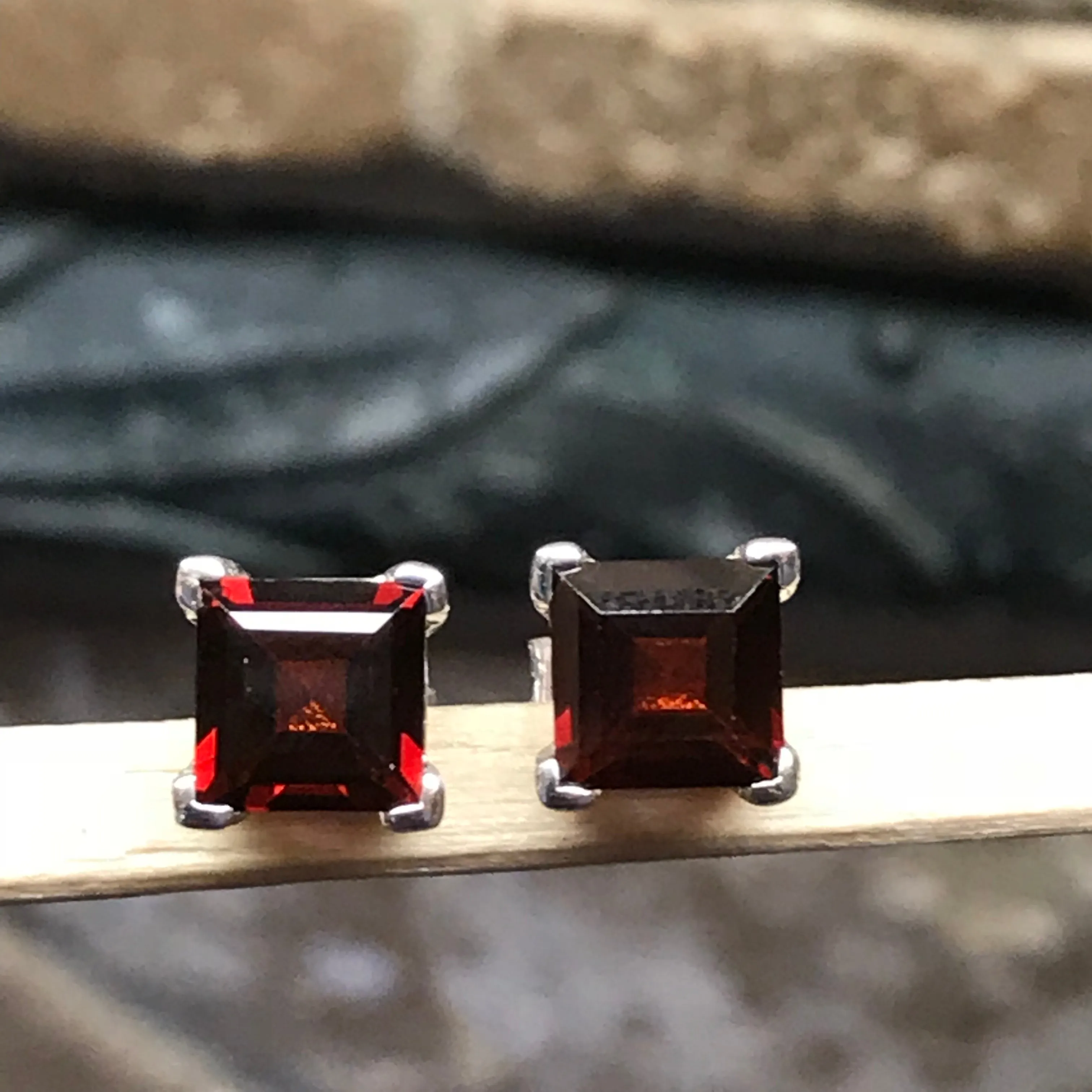 Natural 2ct Pyrope Garnet 925 Solid Sterling Silver Earrings 6mm