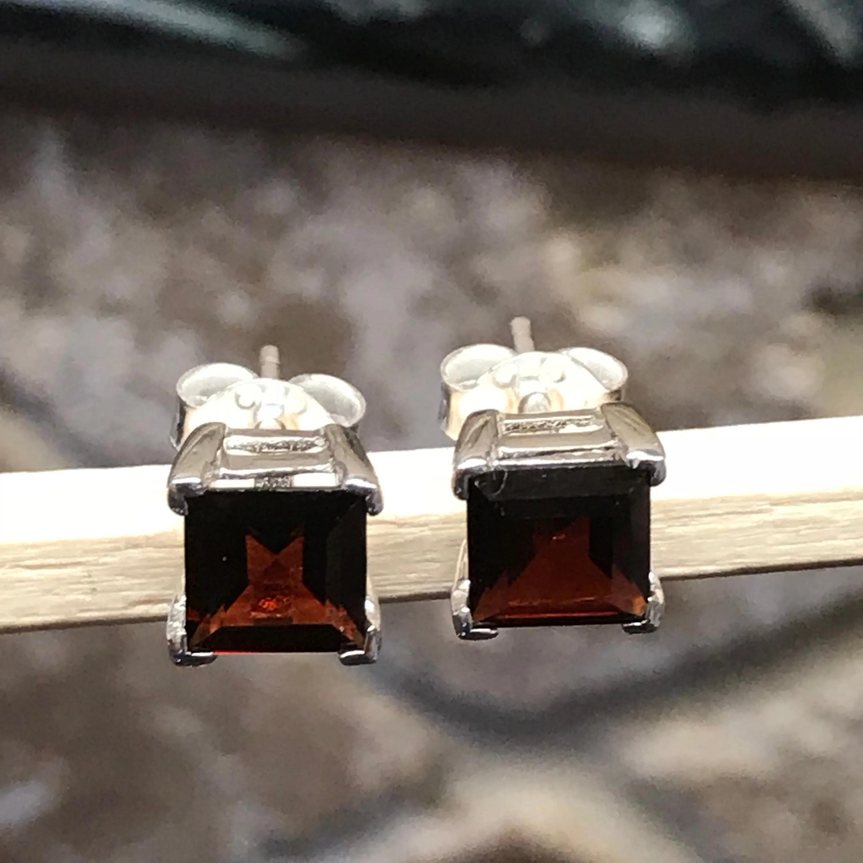 Natural 2ct Pyrope Garnet 925 Solid Sterling Silver Earrings 6mm