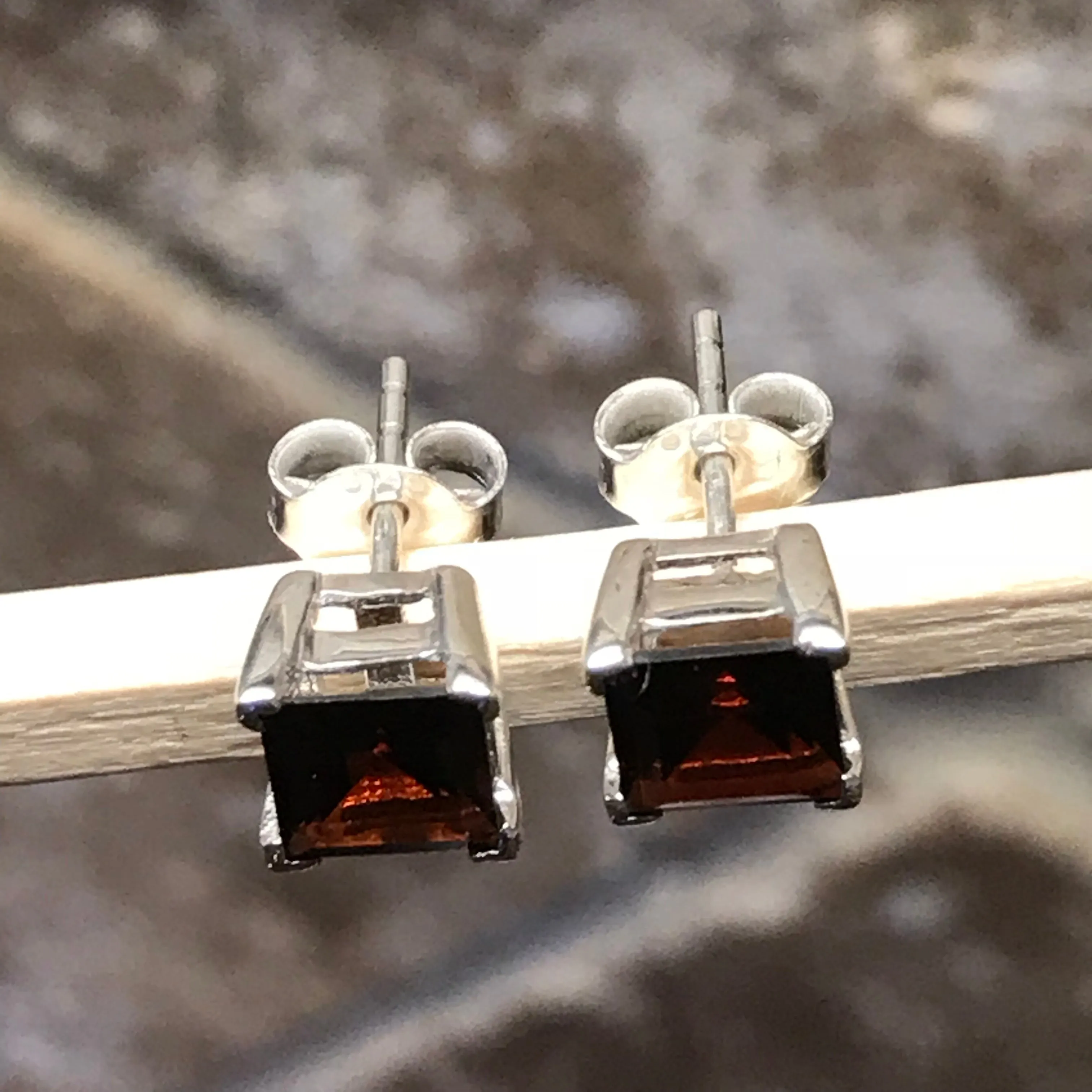 Natural 2ct Pyrope Garnet 925 Solid Sterling Silver Earrings 6mm