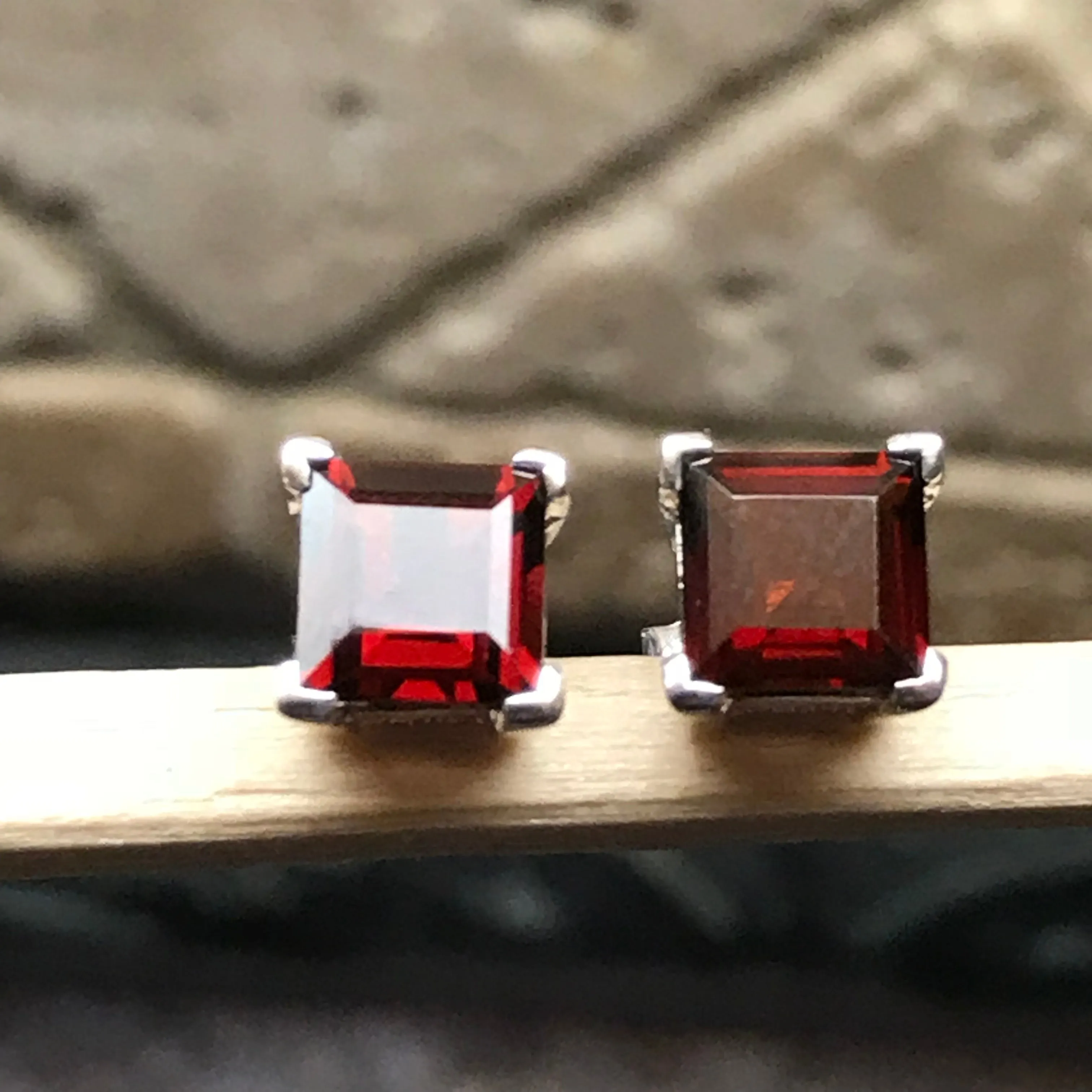 Natural 2ct Pyrope Garnet 925 Solid Sterling Silver Earrings 6mm
