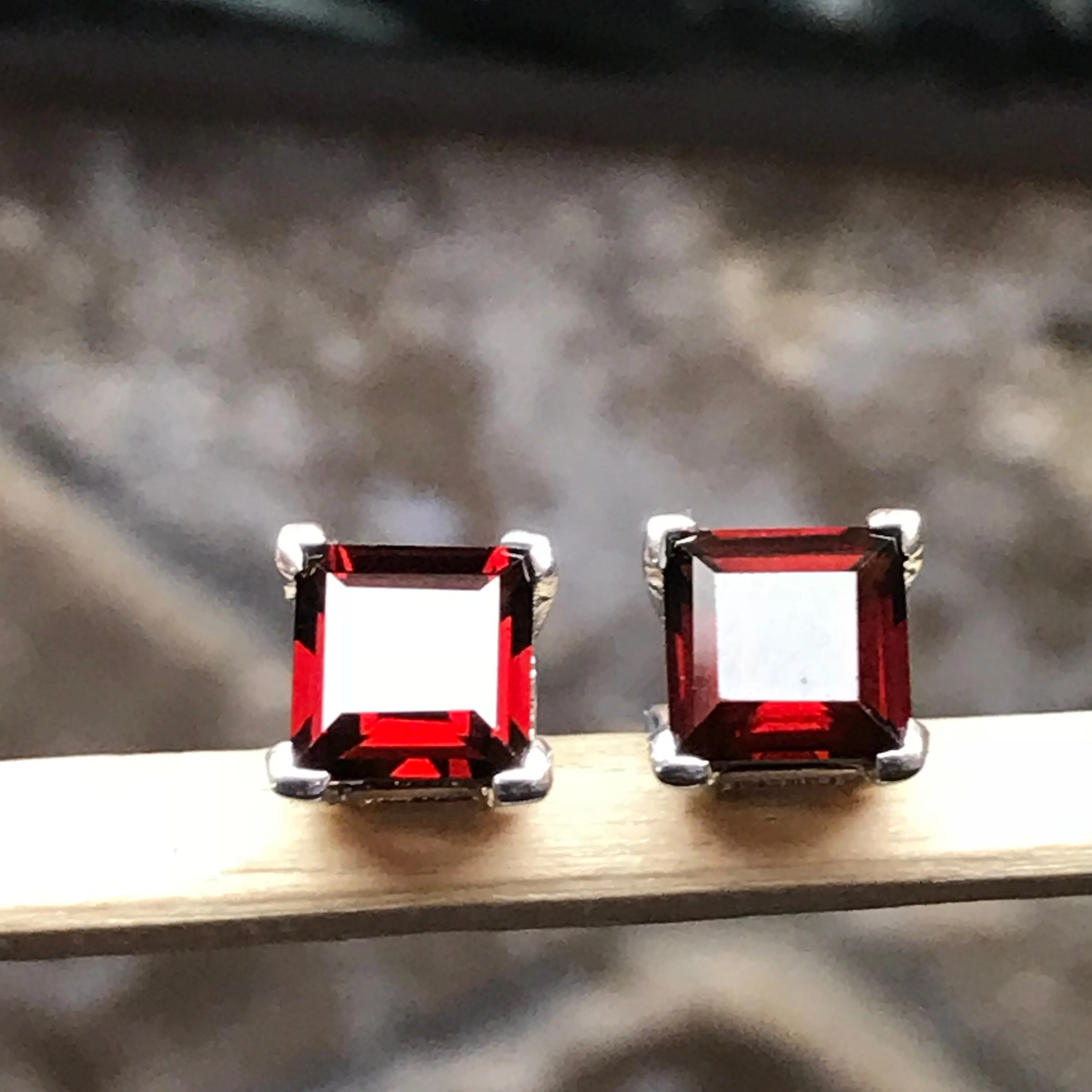 Natural 2ct Pyrope Garnet 925 Solid Sterling Silver Earrings 6mm