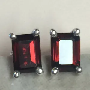 Natural 2ct Pyrope Garnet 925 Solid Sterling Silver Earrings 7mm