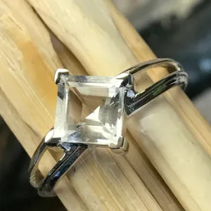 Natural 2ct White Quartz 925 Solid Sterling Silver Ring Size 7, 8, 9
