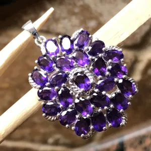 Natural 40ct Purple Amethyst 925 Solid Sterling Silver Pendant 40mm