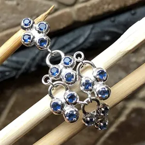 Natural 4ct Blue Sapphire 925 Solid Sterling Silver Pendant 50mm
