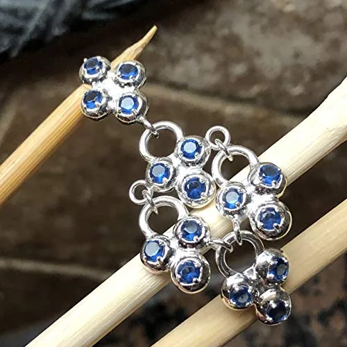 Natural 4ct Blue Sapphire 925 Solid Sterling Silver Pendant 50mm