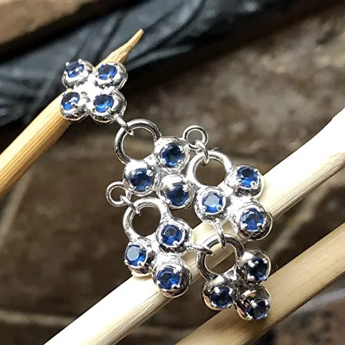 Natural 4ct Blue Sapphire 925 Solid Sterling Silver Pendant 50mm